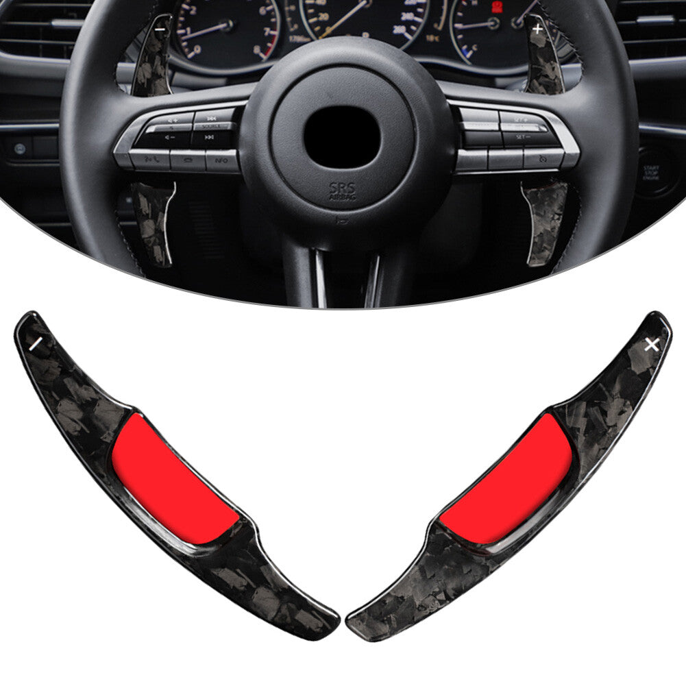 Carbon Fiber Steering Wheel Paddle Shifter Extension Fit for Mazda 3 2020-2021 Pair