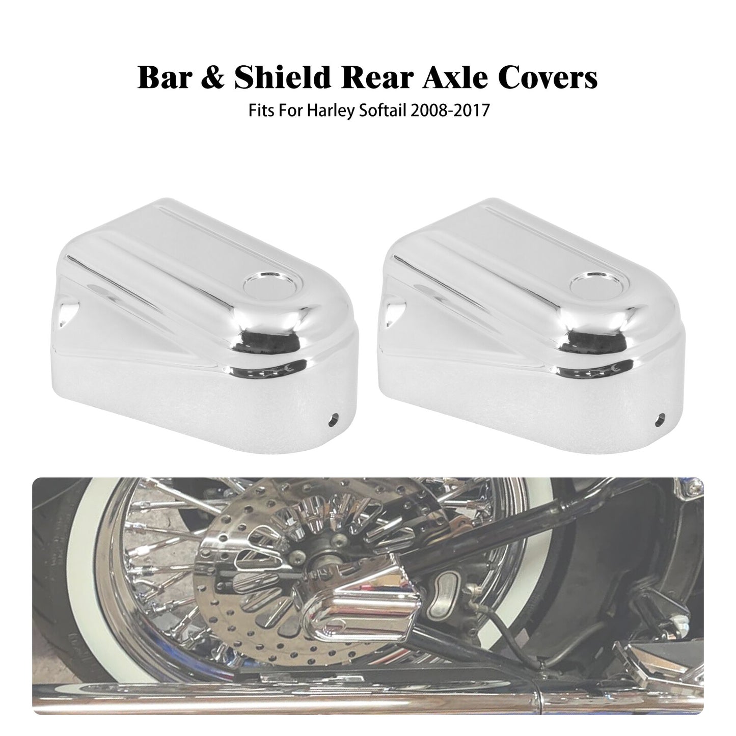 Chrome Bar Shield Rear Axle Covers Swingarm for Harley Softail Slim Deluxe 08-17
