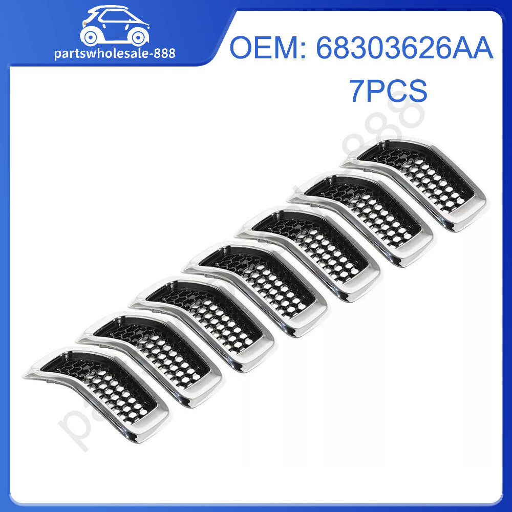 for Jeep Cherokee 2014-2018 7Pcs ABS Chrome Front Grill Grille Cover