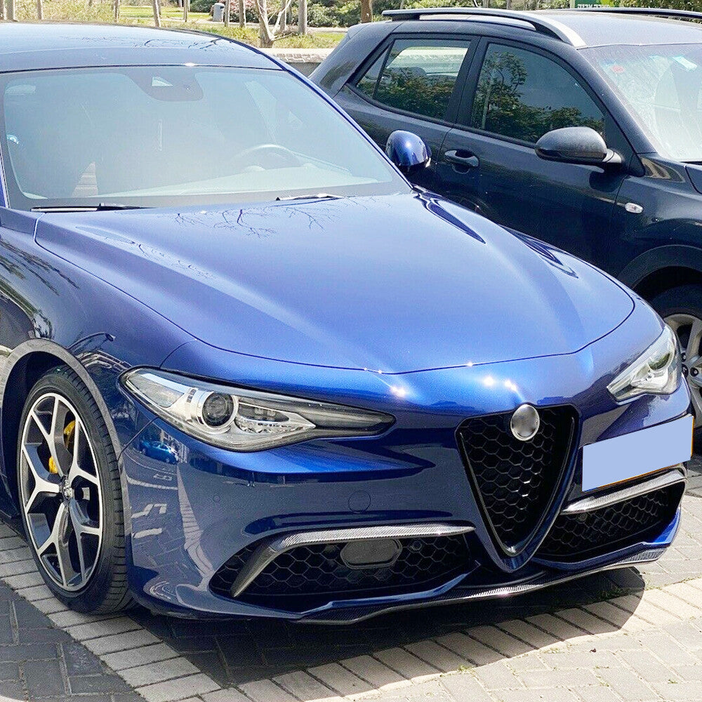 for Alfa Romeo Giulia Sport 16-21 Real Carbon Front Bumper Fins Splitter Canard