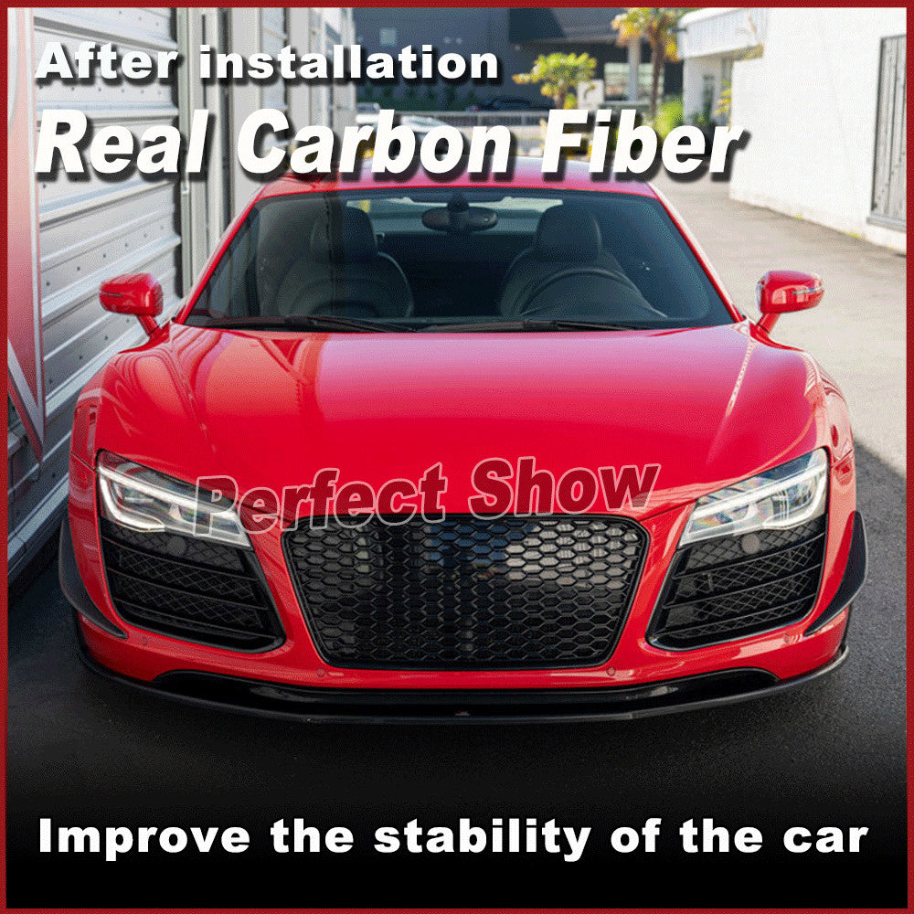for Audi R8 V8 V10 2007-2015 Real Carbon Front Bumper Splitter Canard Fins Lips