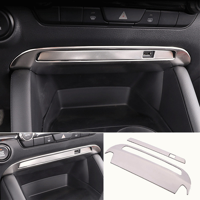 Stainless Matte Silver Central Console USB Frame Trim for Mazda 3 Axela 2019-23
