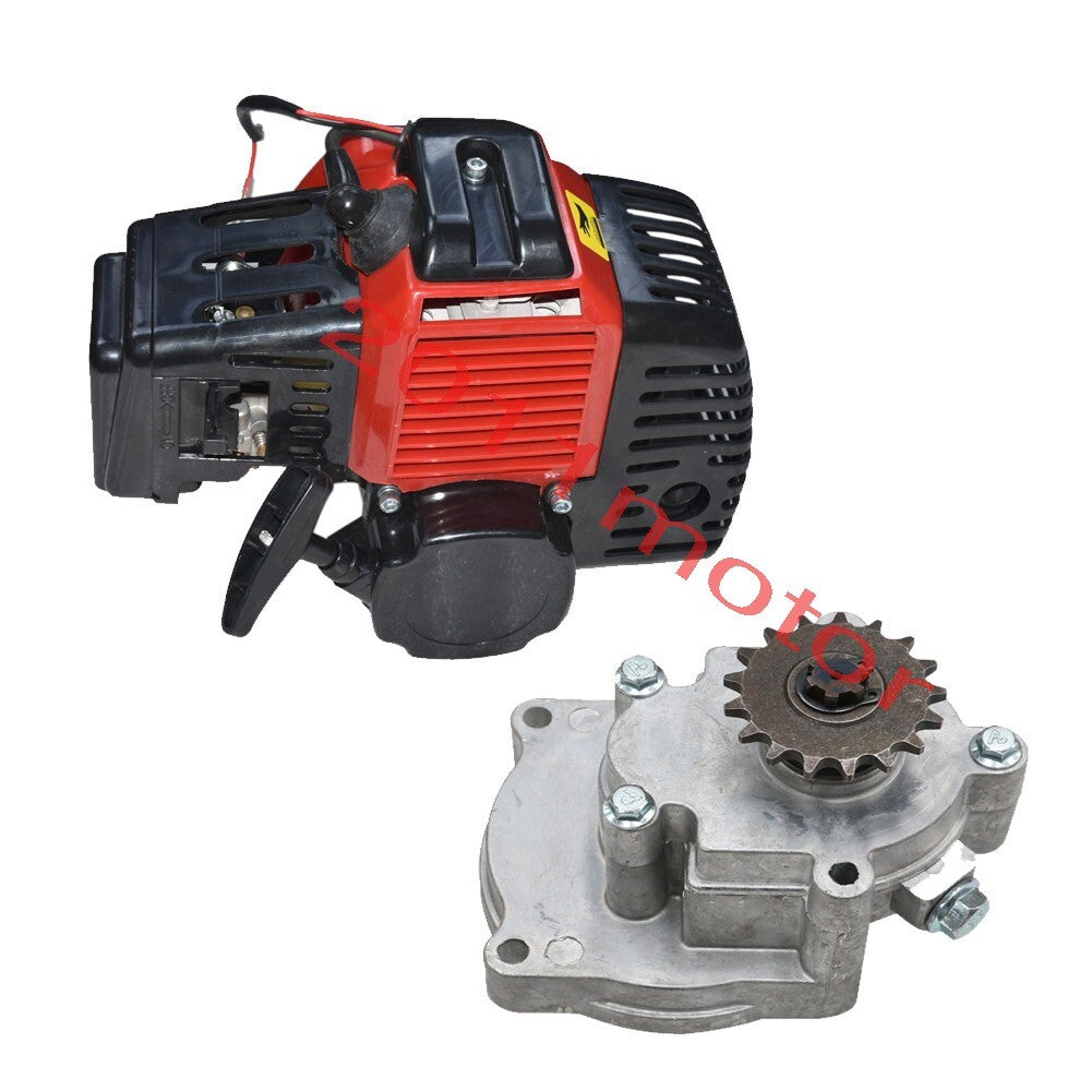 2-stroke engine, electric motor with gearbox, 49cc pocket for mini bicycle/scooter mixed with all-terrain vehicle/off-road vehicle