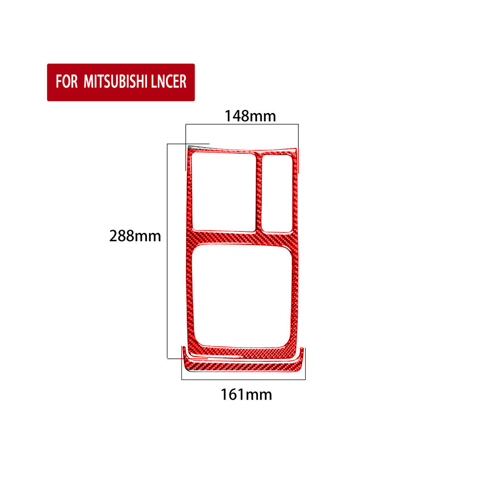 Red carbon fiber gear shift panel cover suitable for Mitsubishi Lancer 2008 - 2015