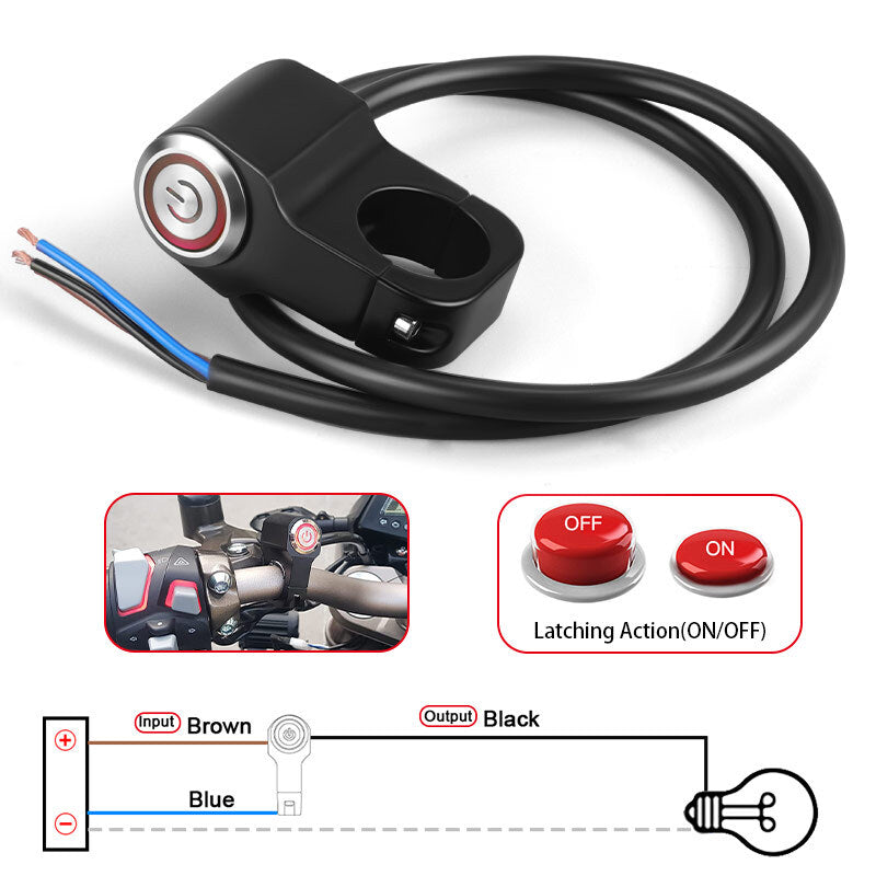 7/8 Handlebar Headlight Fog Light Switch On/Off LED Red Motorcycle Dirt Bike US