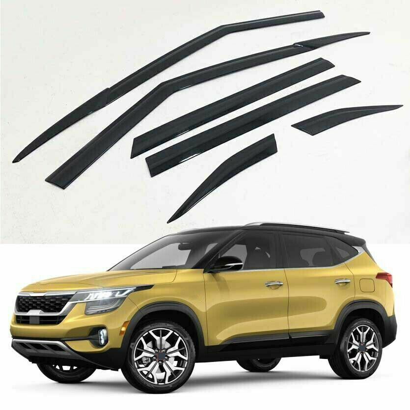 for Kia Seltos 2020-23 Black Window Visor Vent Shade Sun Rain Guard Deflector 6x