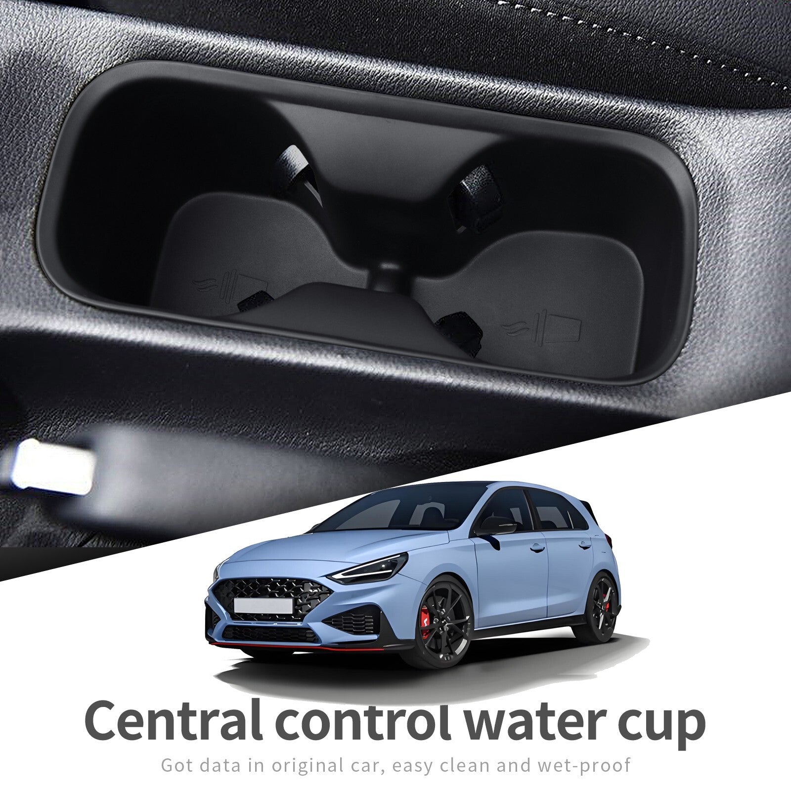 for Hyundai I30 I30 N Cup Holder Storage Box Shock-Absorbing Central Armrest