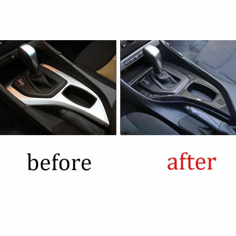 for BMW X1 E84 2013-15 ABS Carbon Fiber Central Console Gear Shift Cover Trim 1P
