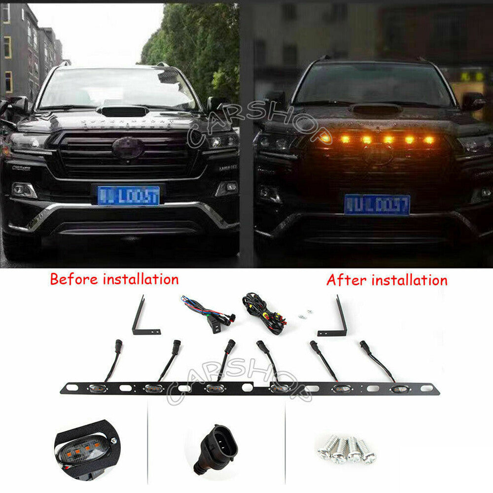 LED Front Grille Light Bar Belt Lamp Refit for Toyota for Land Cruiser LC200 2016-21