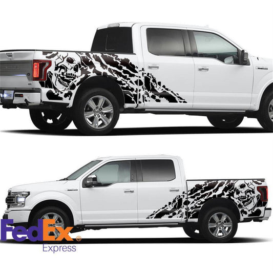 Pair New Black Car Skull Decal Vinyl Sticker For Pickup for Dodge 4x4 Off Road for GMC