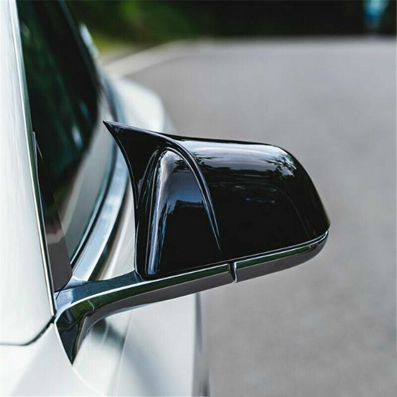 Glossy Black Ox Horn Side Rearview Mirror Cover Trim for Tesla Model 3 2017-2023