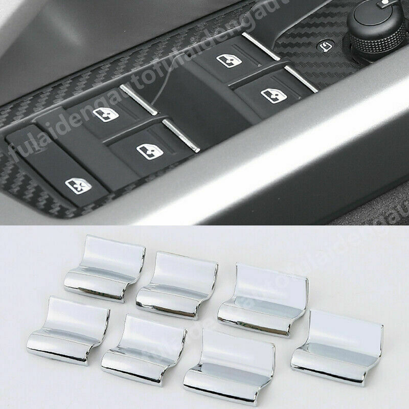 7X for Audi Q3 2019-2022 Chrome ABS Inner Window Lift Switch Button Sequin Trim