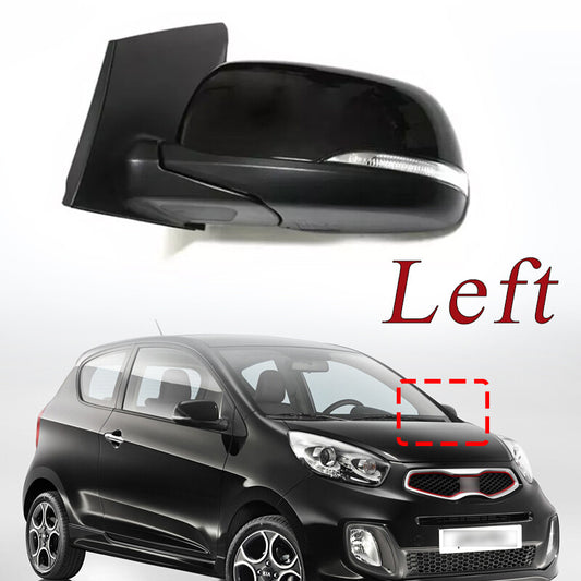 Left side mirror assembly for Kia Picanto 2012-2016 cars, 8 inches.