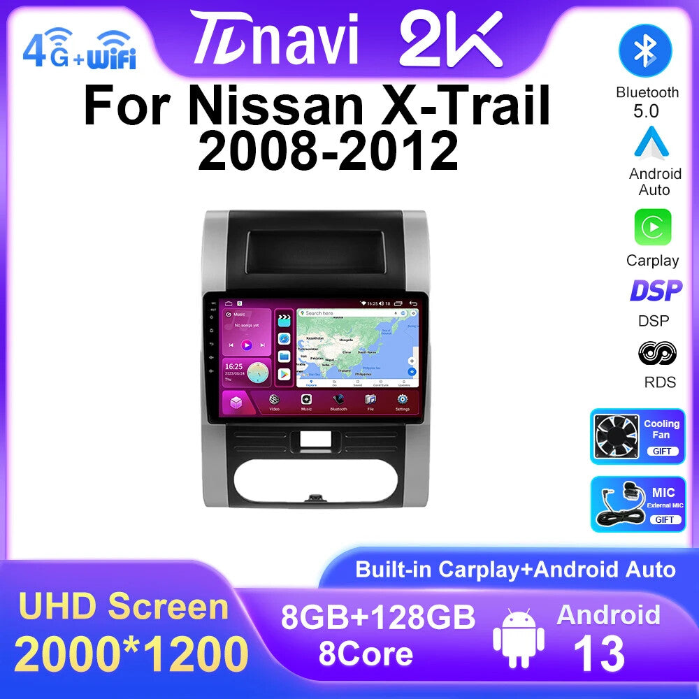 for Nissan for X-Trail 2007-2012 Car Radio CarPlay Multimedia Auto Player GPS Screen