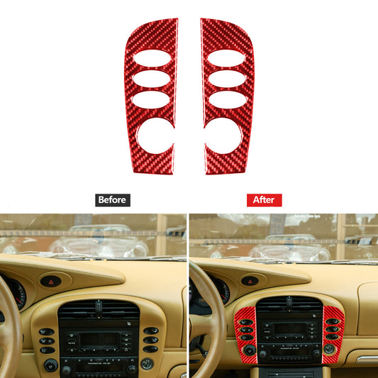 Red Carbon Fiber Radio Control Panel Cover Trim for Porsche Boxster 996 2002-04