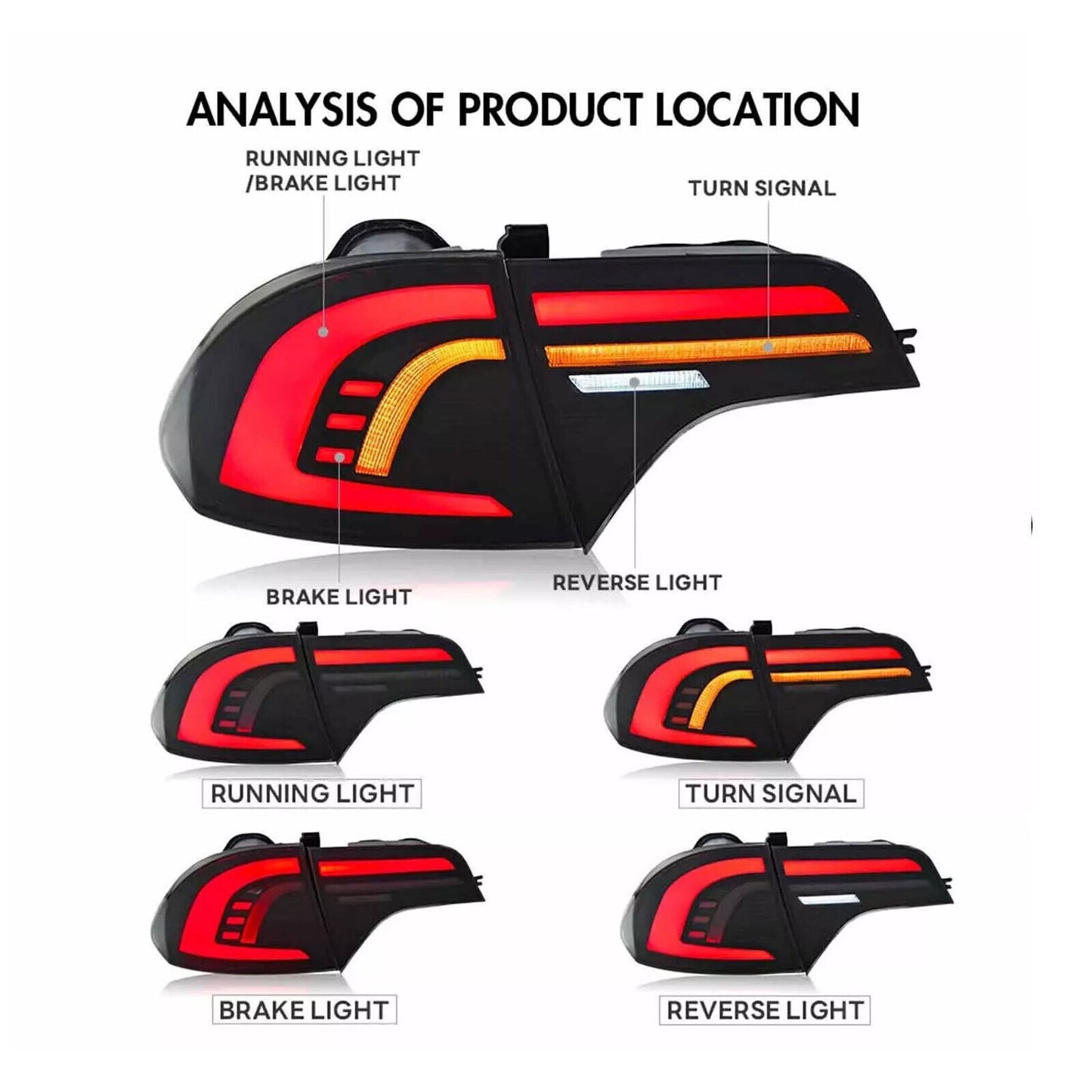 2PCS Full LED Tail Lights Fits for Honda for Civic Sedan 2006-11 Start up Animation