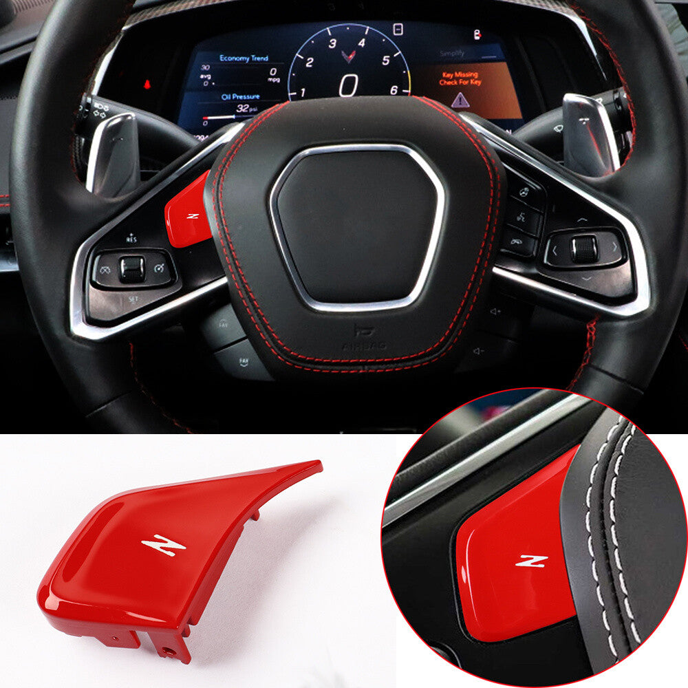for Chevrolet for Corvette C8 2020-2023 Red ABS Replace Steering Wheel Z Button Trim