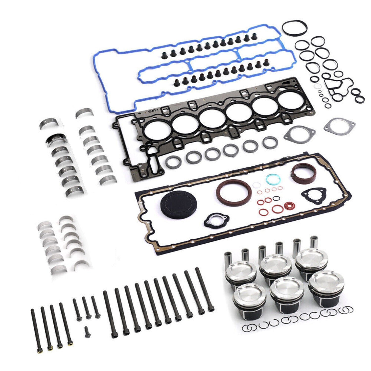 Engine Overhaul Rebuild Kit Bearings Pistons Gasket Fits for BMW E82 E90 E91 E92
