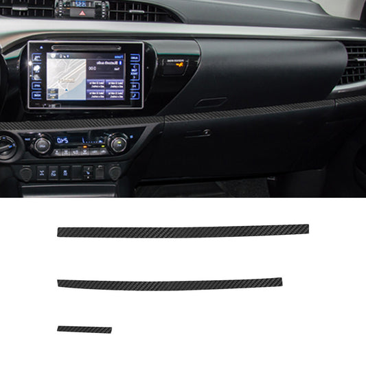 3Pcs Carbon Fiber Dashboard Strips Cover Trim for Toyota Hilux 2015-2021