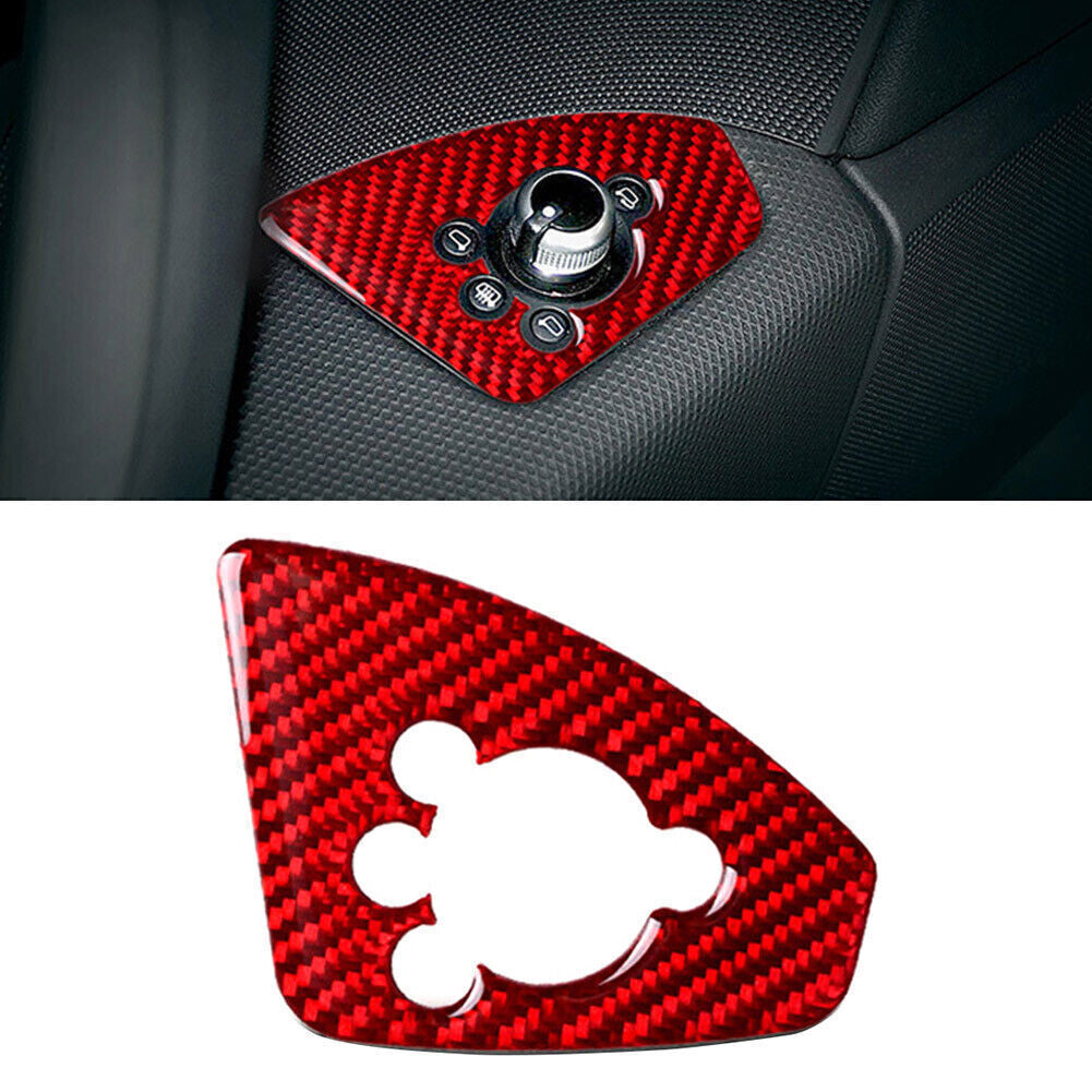 Interior Door Lock Button Cover Trim Carbon Fiber for Audi TT TTRS 2008-14 RED