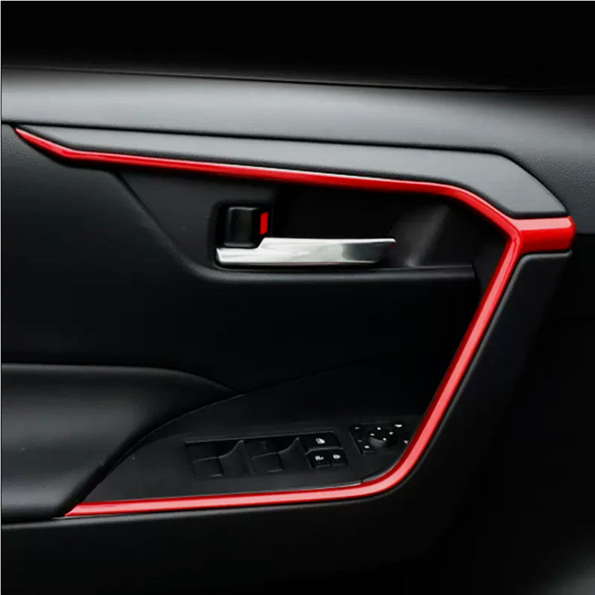 Red Interior Door Molding Strip Decor Trim for Toyota RAV4 2019-2024