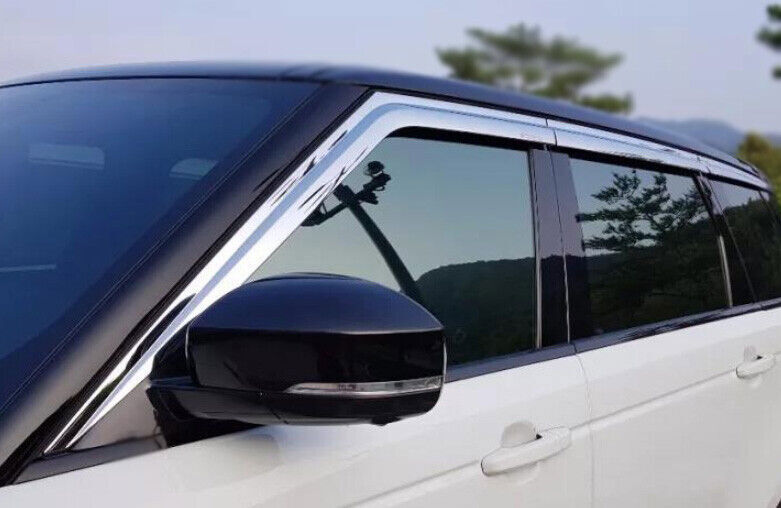 For LR Discovery 5 2017-2024 Chrome Window Visors Sun Rain Guard Vent Deflectors