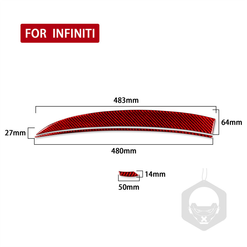 3¡ÁRed Carbon Fiber Dashboard for Co -pilot Panel Cover for Infiniti G37 Sedan 2007-13