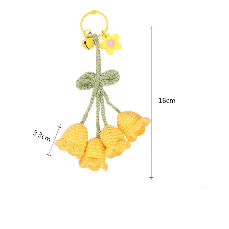1Pc Hand-woven Bellflower Pendant for Rearview Mirror Hanging Accessory Yellow