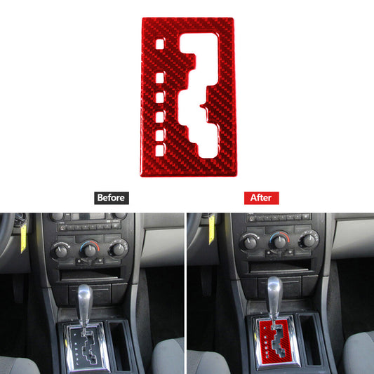 Red Carbon Fiber Gear Shift Panel Cover Trim Type B for Chrysler 300 2005-2007