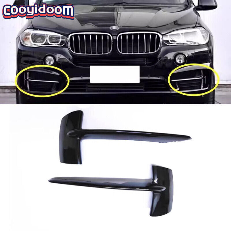 2-Piece Set of Pure Black Premium Chrome Grill Rack for BMW X5 F15 Front Bumper 7325395