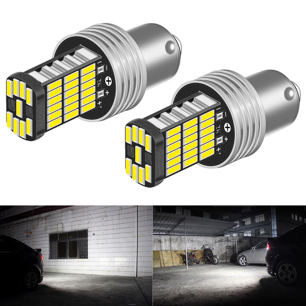 2PCS P-21W 1156 BA15S LED Bulb Car Turn Signal Reverse Brake Light White 12V DC