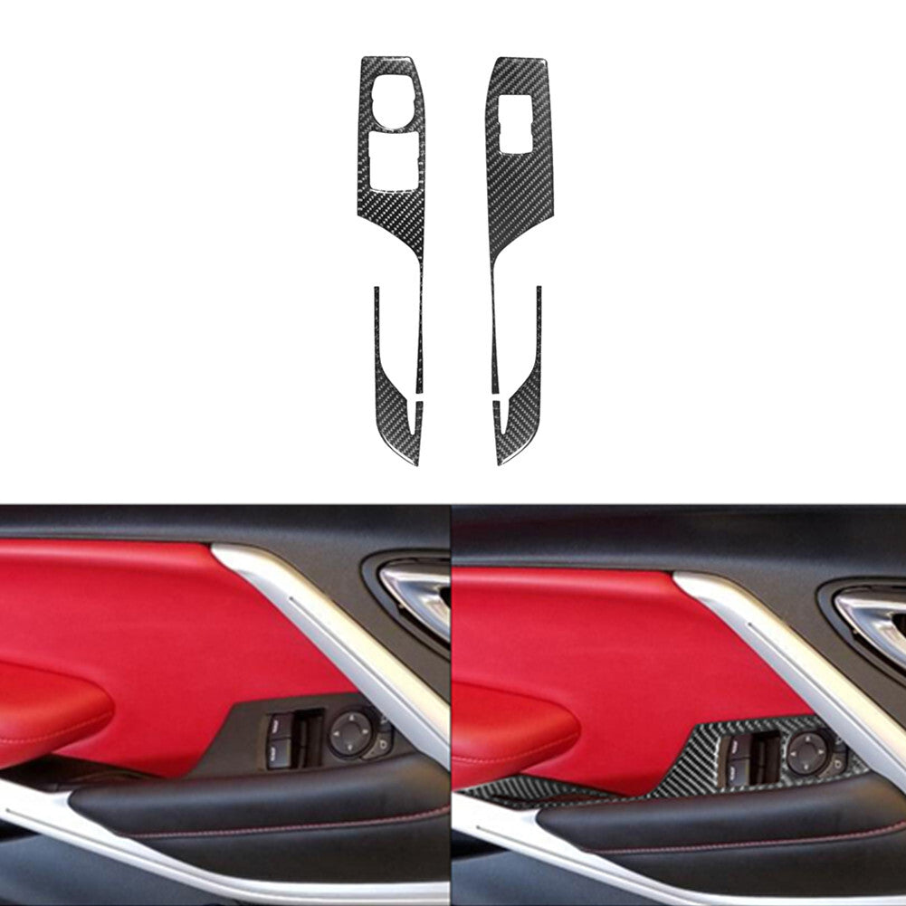 4x Carbon Fiber Window Lift Panel Switch Cover Trim for Chevrolet Camaro 2016-18