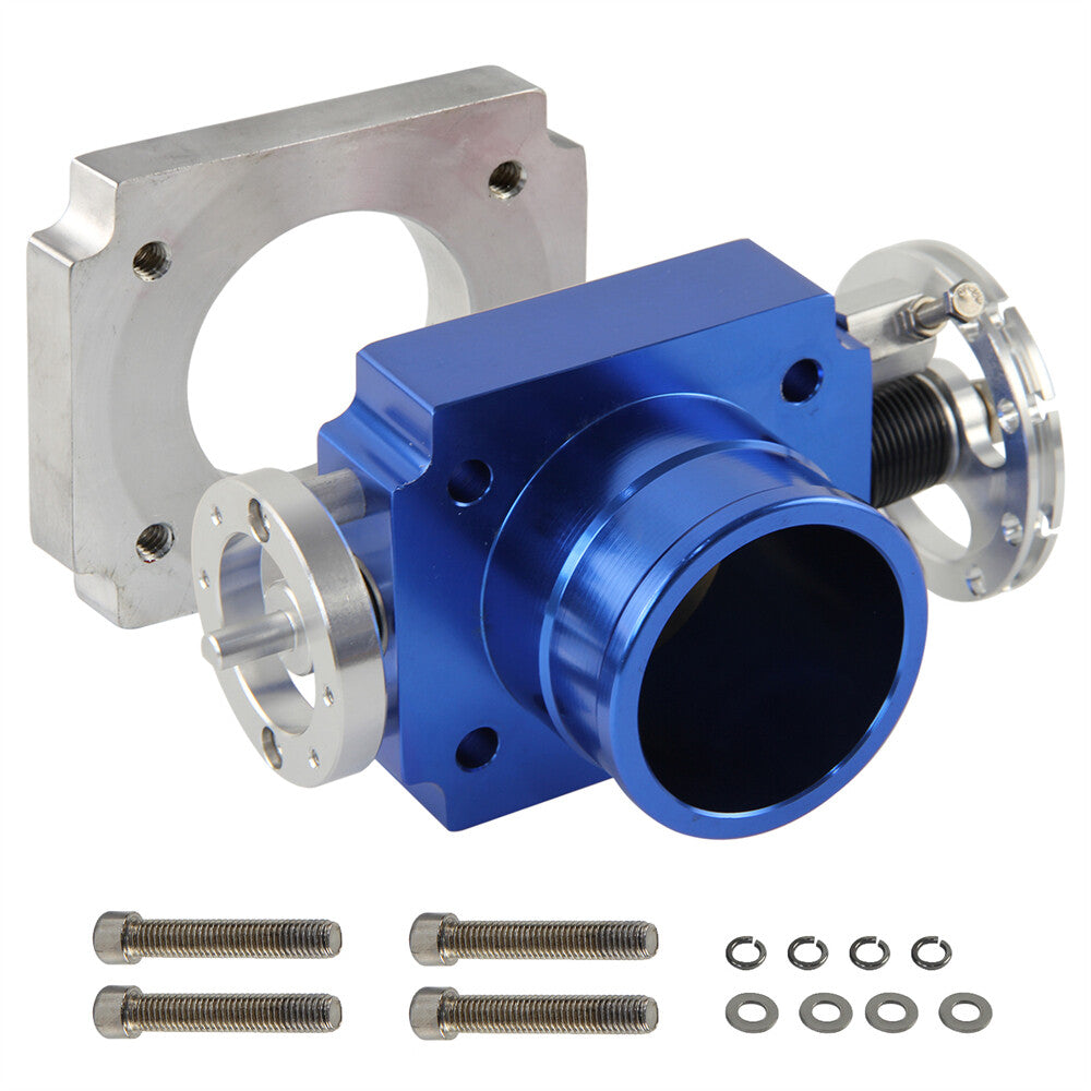 60mm Universal Aluminum Throttle Body VQ35TPS Intake Manifold Billet Blue
