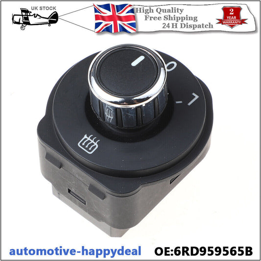 Electric Wing Mirror Adjuster Switch Chrome for VW Polo 6R 2011-2016 6RD959565B