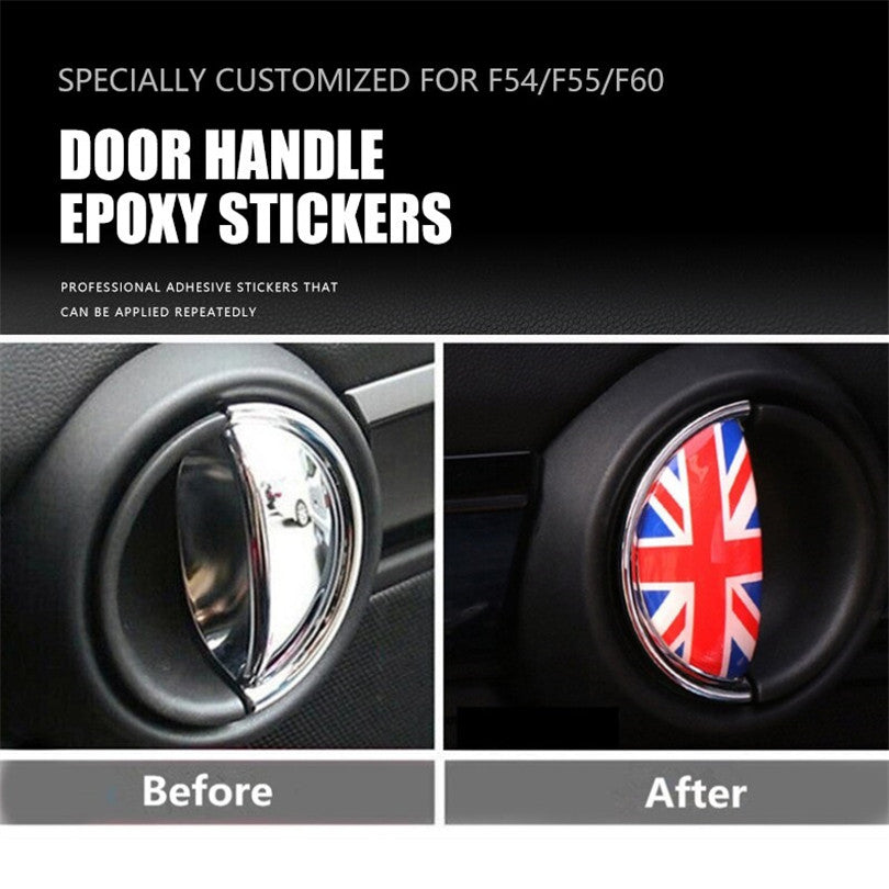 3D Union Jack Front Rear Car Door Handle Sticker for MINI Cooper F54 F55 F60