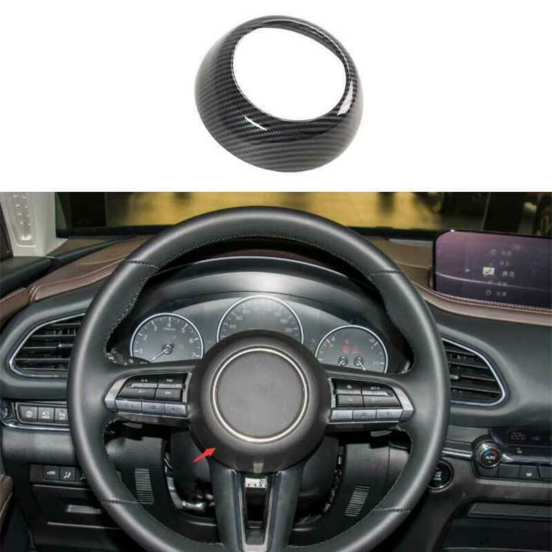 for Mazda CX-30 2020-2022 Carbon Fiber Interior Steering Wheel Cover Decor Trim