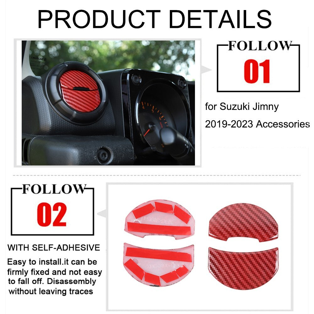 6PCS Red Carbon Fiber Air Condition Vent Outlet Cover for Suzuki for Jimny 2019-2023