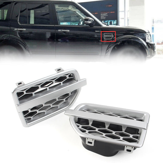 2x Front Grille Air Intake Fender Vent Grill for Land Rover LR4 2010-2016 Silver