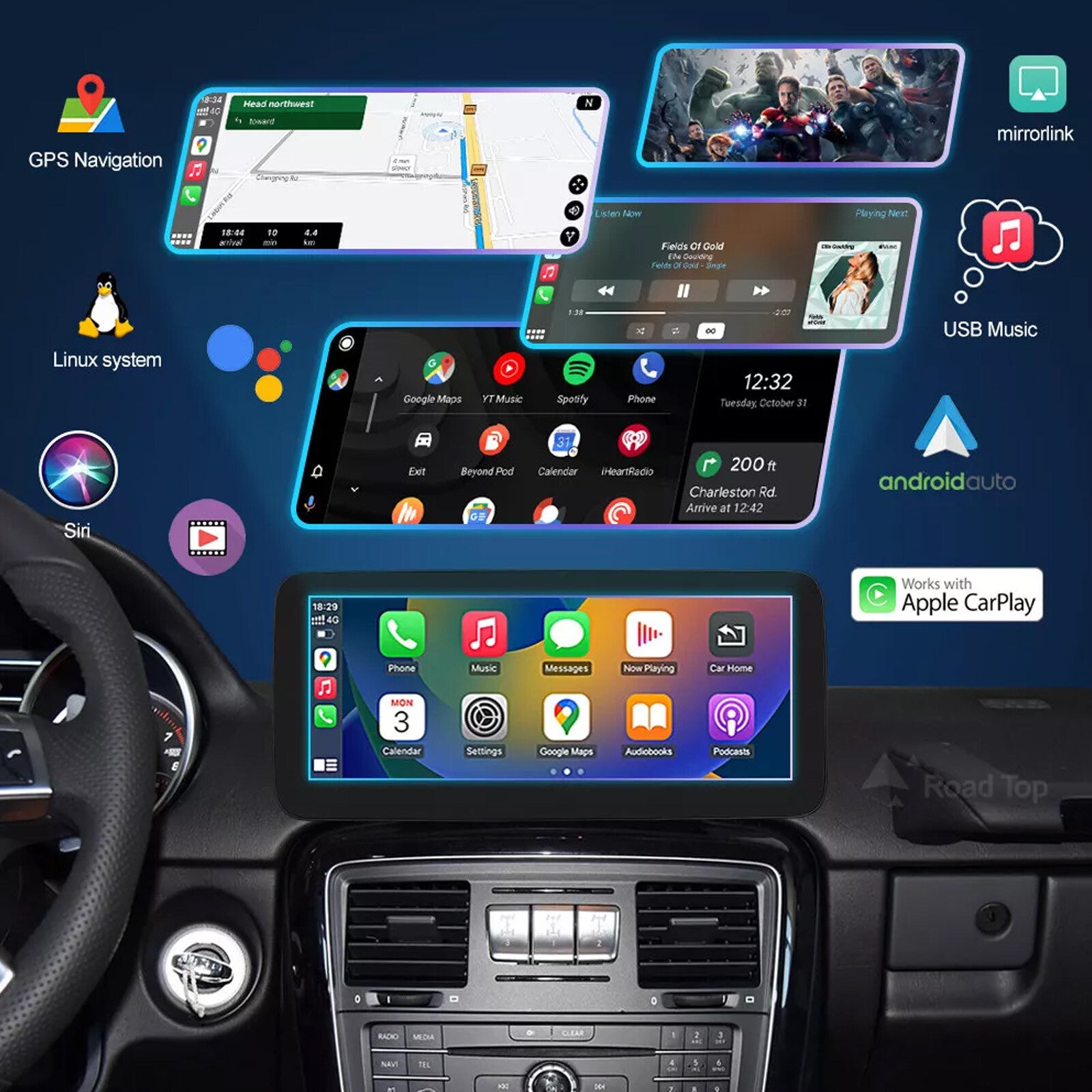 12.3-inch wireless Android automatic touchscreen for Mercedes-Benz G-Class W463 NTG4.5/5 CarPl4m