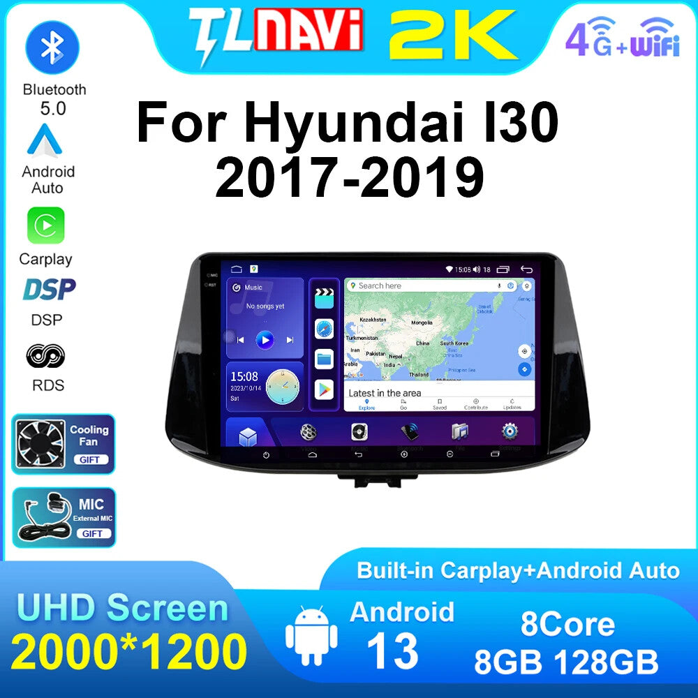 for Hyundai I30 Car Multimedia Radio Stereo Player With Carplay GPS Navigation