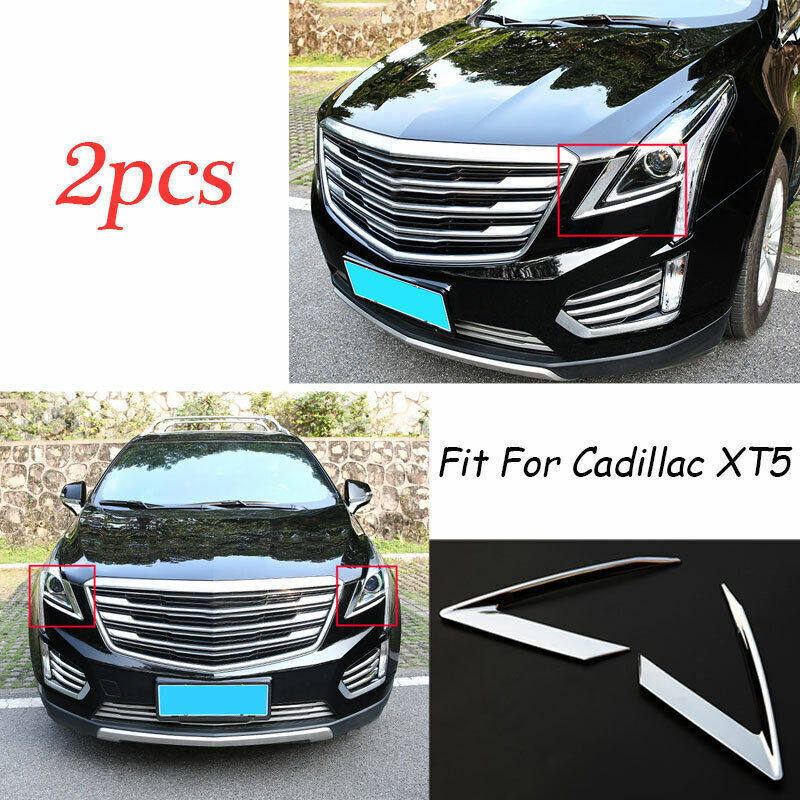 for Cadillac XT5 2017-24 ABS Chrome Front Headlight Lamp Light Moulding Trim 2X