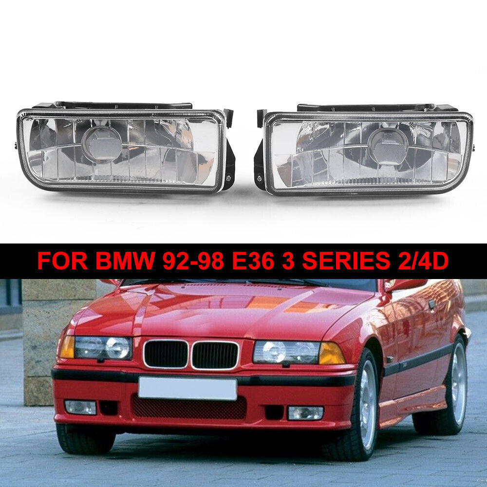 A pair of crystal clear lenses for the front bumper fog lights of for BMW E36 1992-1998.