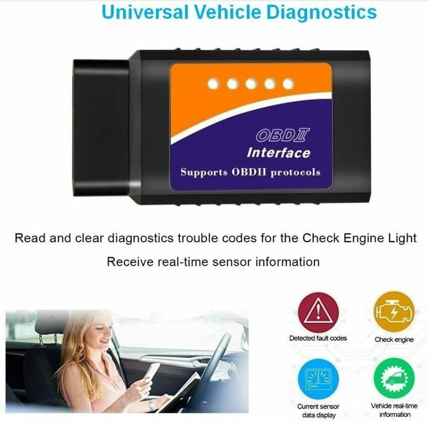 Bluetooth Compatible OBD2 OBDII Car Diagnostic Scanner Auto Fault Code Reader