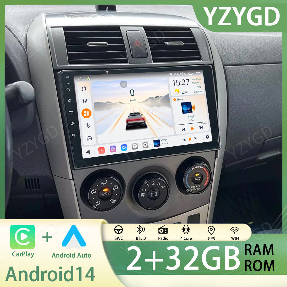 for Toyota for Corolla 2009-2013 Android 14 Car Stereo Radio GPS Navi CarPlay Screen