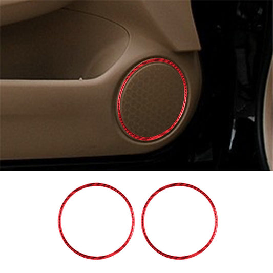 Red Carbon Fiber Loudspeaker Surround Trim Cover for Honda Accord Sedan 2003-07