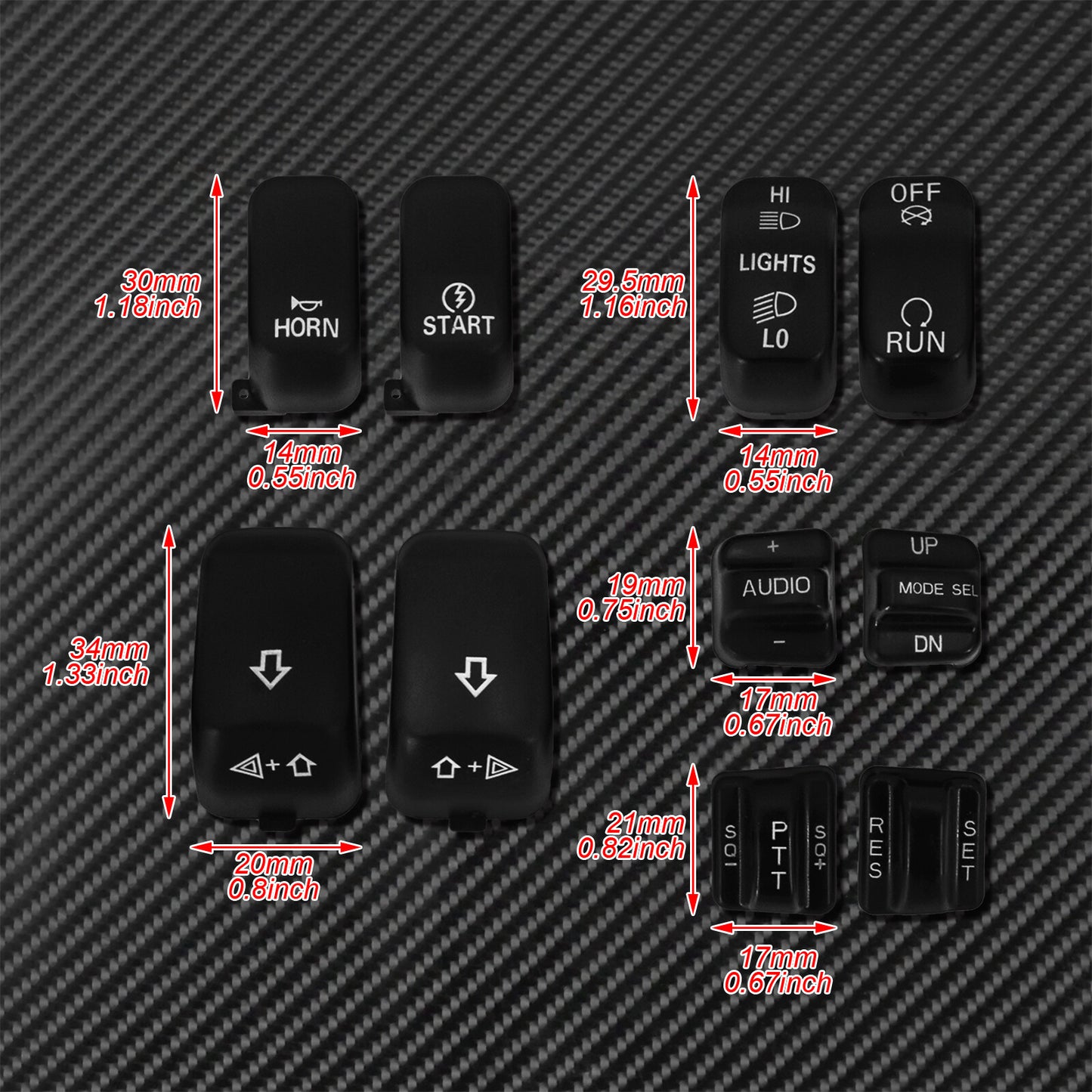 Black Cap Buttons + Handlebar Control Switch Housing Cover for Harley Touring