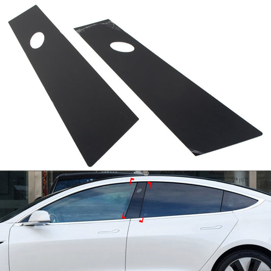 for Tesla Model 3 2017-2022 2x Glossy Black Set Pillar Posts Door Window Trim