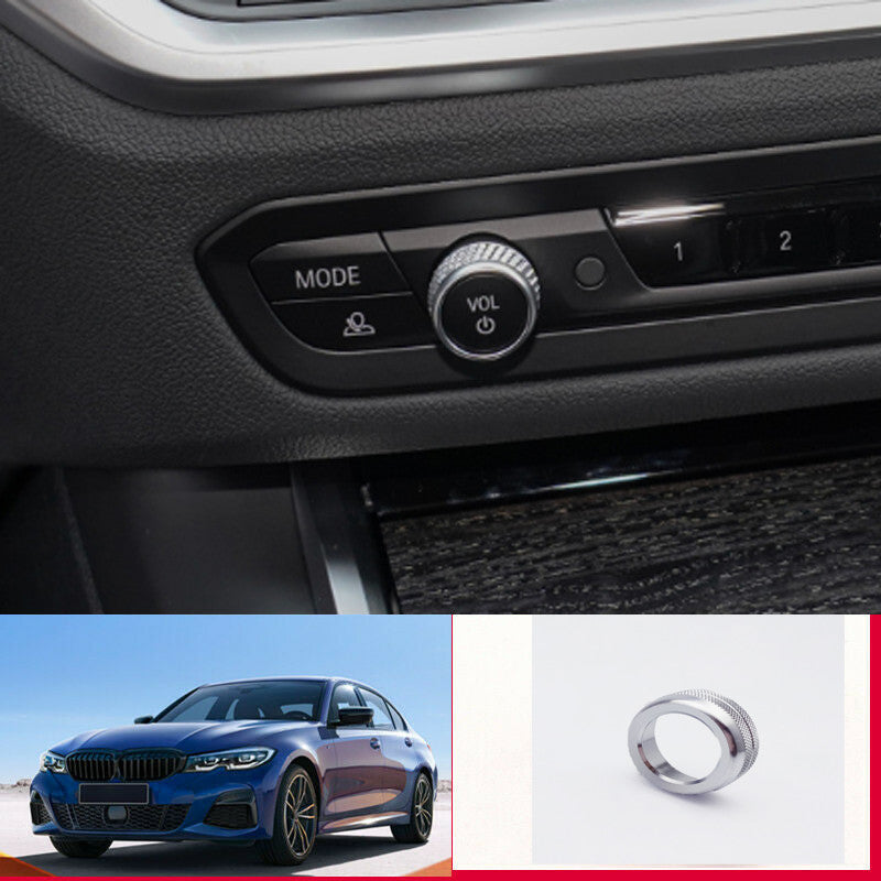 1x Silver Car Volume Switch Button Ring Trim for BMW 3 Series G20 330i 2019-2020