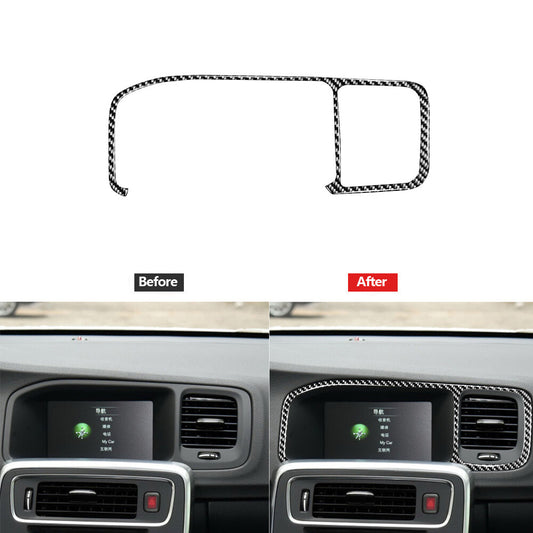 Carbon Fiber GPS Navigation Panel Decorative Cover Trim for Volvo V60 2010-2017