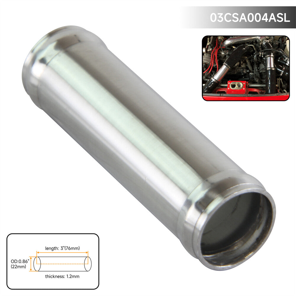 Aluminum Hose Adapter Tube Joiner Pipe Coupler Connector 22mm 0.86 Inch L=76mm